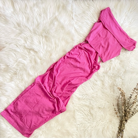 Jonathan Simkhai STANDARD Dress NWT Akane Shaping Rib Off Shoulder Cutout Halter - Picture 12 of 15